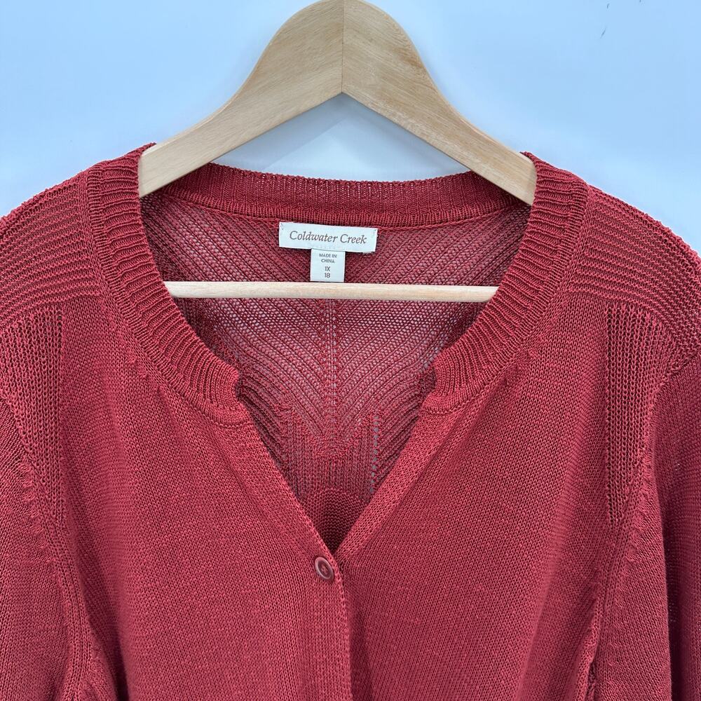 Coldwater Creek Rust Red Button Down Cardigan // … - image 5
